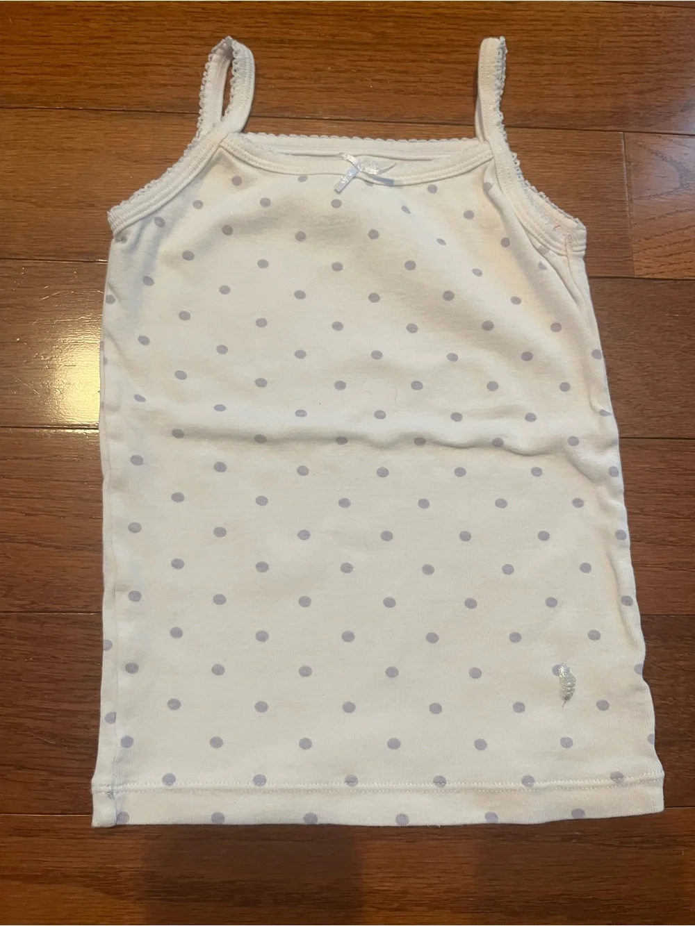 Feathers Girls White Tank Tops with Green & Lavender Polka Dots - Pack of 3